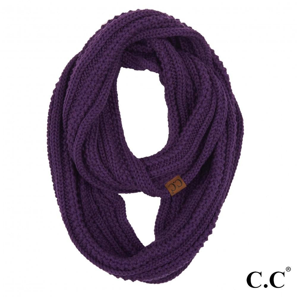 Solid Ribbed Knit Infinity Scarf