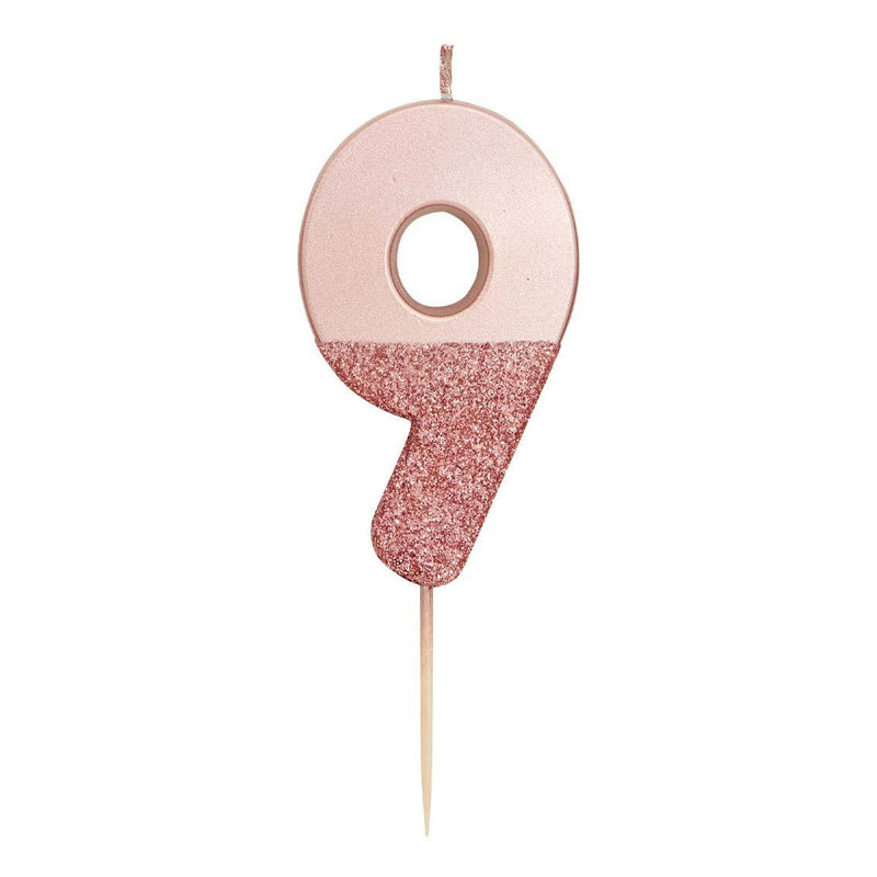 Glitter Number Candles -  Rose Gold