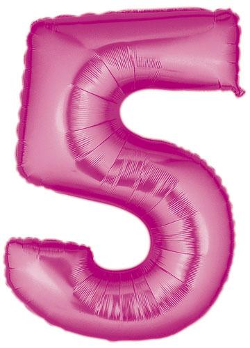 Hot Pink Number 5 Balloon