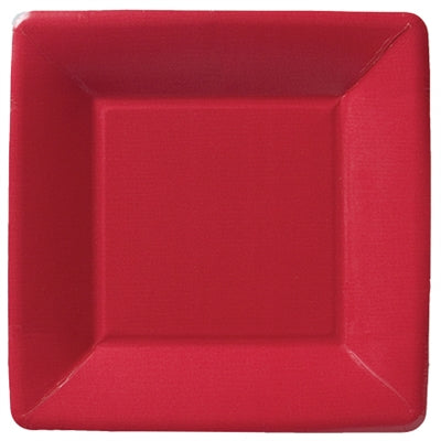 Classic Linen Red Square Paper Dessert Plate
