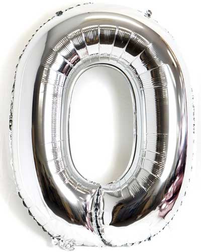 Silver Number 0 Balloon