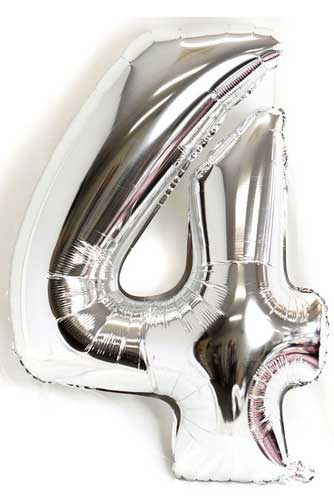 Silver Number 4 Balloon