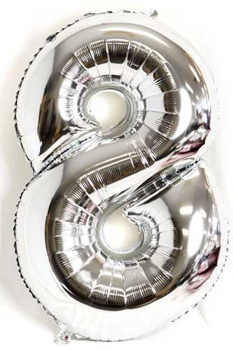 Silver Number 8 Balloon