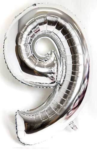 Silver Number 9 Balloon