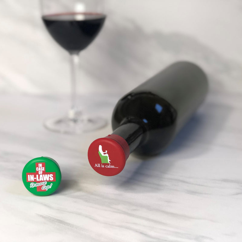 All is Calm & In Case of In-Laws Silicone Wine Cap Set
