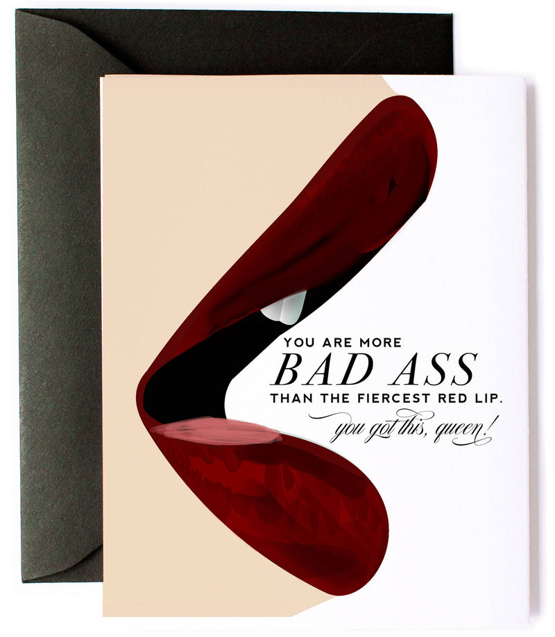 Fierce Red Lip Bad Ass Encouragement Card