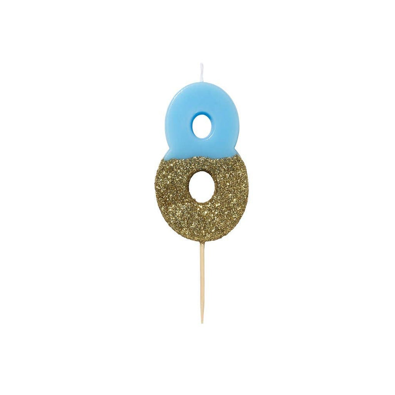 Glitter Number Candles - Blue