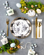 Black and Cream Floral Plates