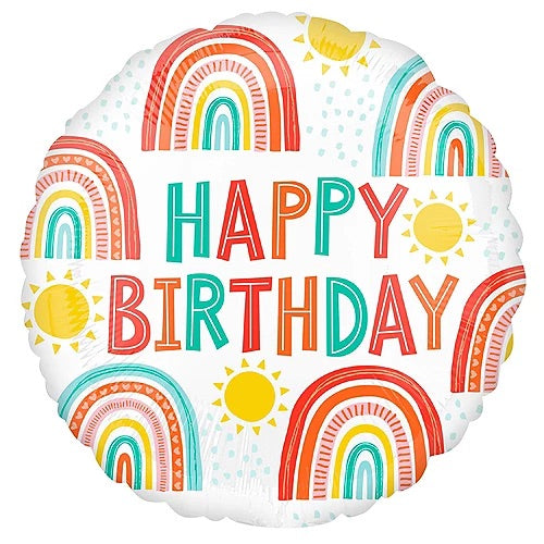 Happy Birthday Retro Rainbow Balloon