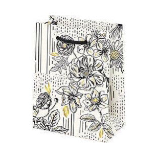 Black & White Floral Foil Medium Gift Bag