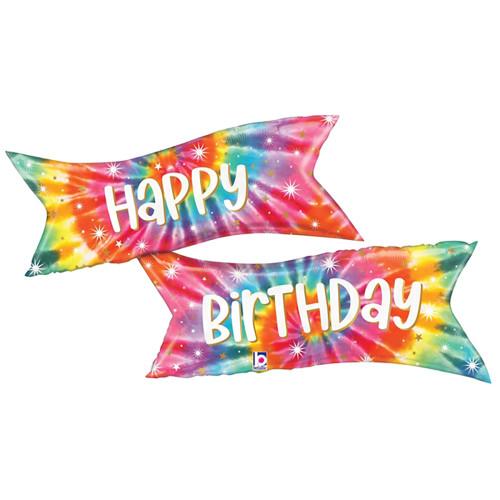 Happy Birthday Tie Dye Banner Balloon