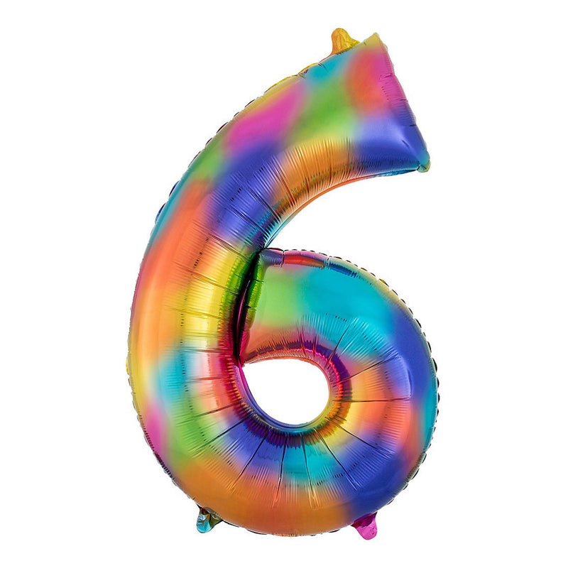 Rainbow Number 6 Balloon