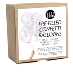 White Iridescent Pre-filled Confetti Balloons