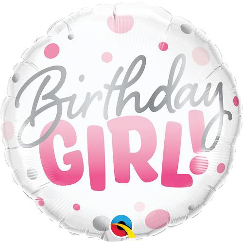 Birthday Girl Pink Dots Balloon