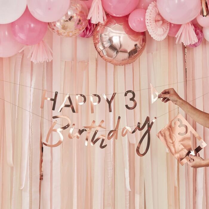 Custom Milestone Rose Gold Birthday Banner