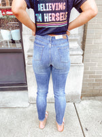 Sophia - Distressed Mid-Rise Bleach Splatter Skinny Jeans