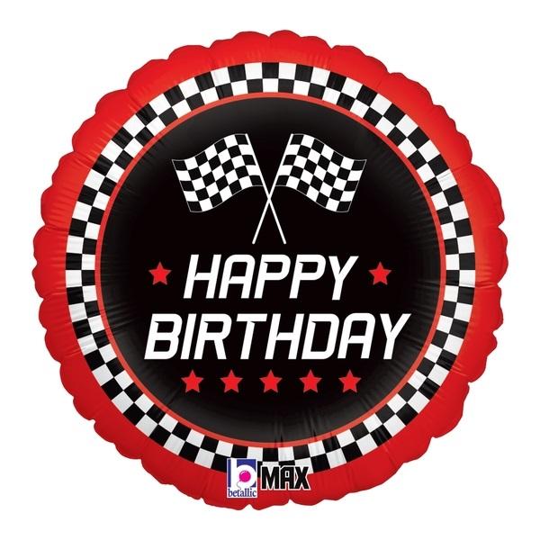 Happy Birthday - Checkered Flag Racing Balloon