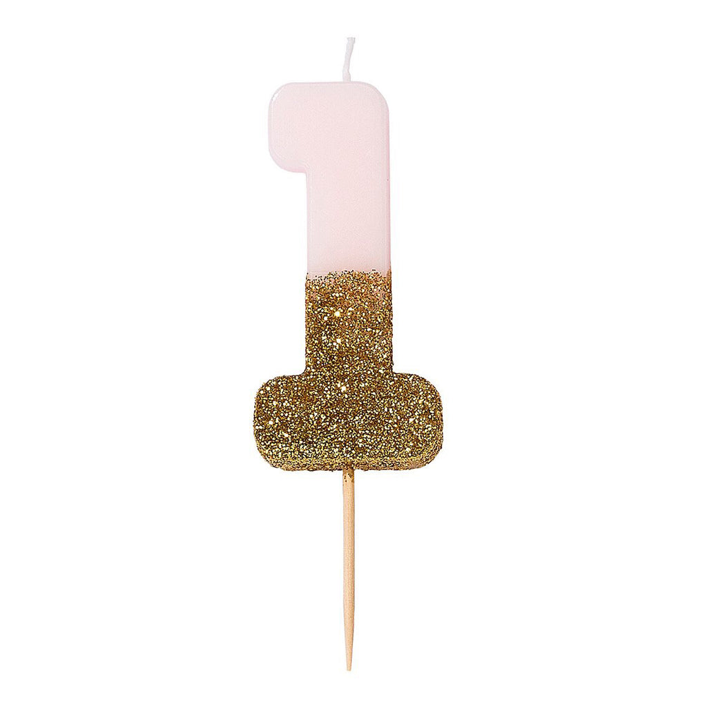 Glitter Number Candles - Pink
