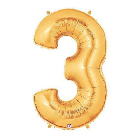 Gold Number 3 Balloon