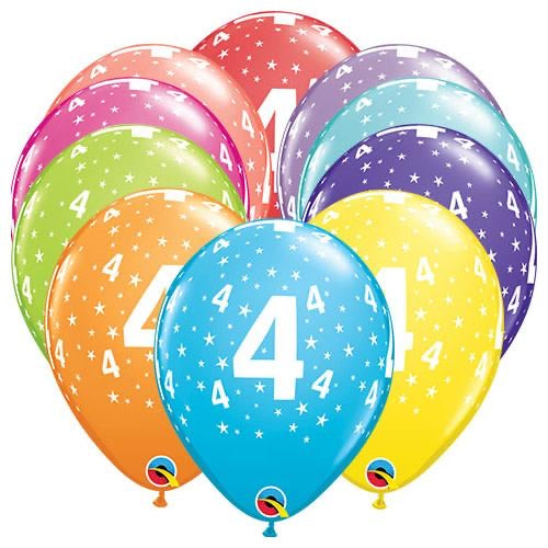 Qualatex #4 Stars Birthday Latex Balloons (6 pk)