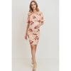 Peach Floral Off-The-Shoulder Ruffle Maternity Dress