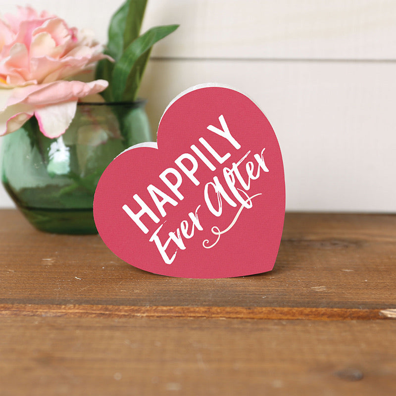 Happily Ever After - Heart Shaped Wood Sign