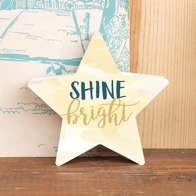 Shine Bright - Star Shaped Wood Sign