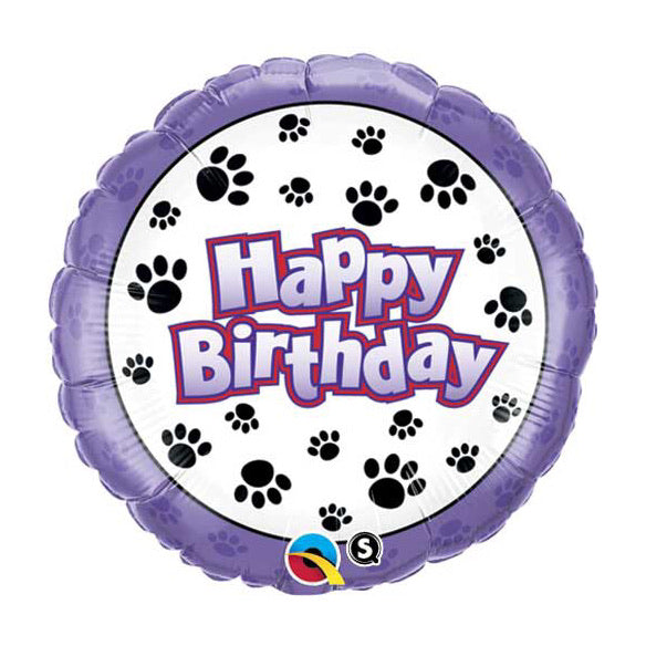 Happy Birthday Paw Print Foil Balloon