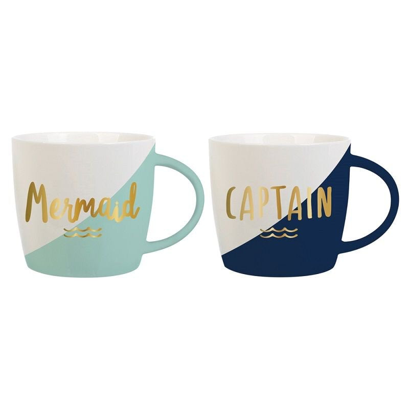 Mermaid & Captain Coffee Mug Set