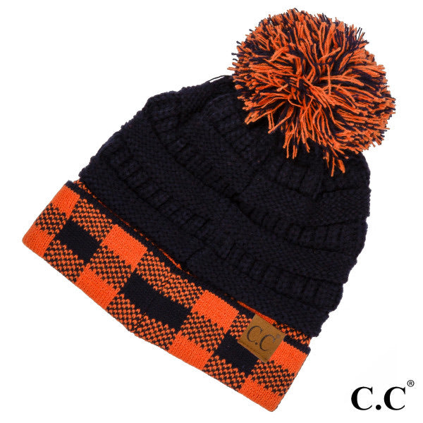 Two Tone Game Day Beanie with Pom