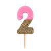 Glitter Number Candles - Pink
