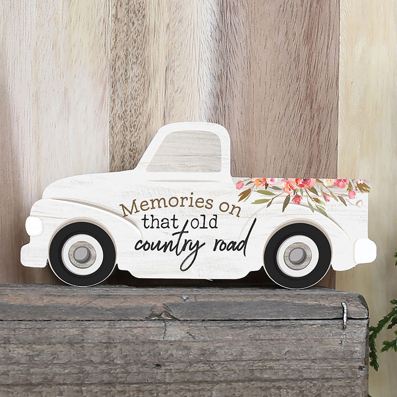 Memories On That Old Country Road - Truck Shaped Wood Sign