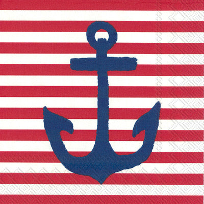 Yacht Club Red Anchor Cocktail Napkin