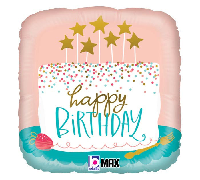 Happy Birthday Confetti Cake Square Balloon