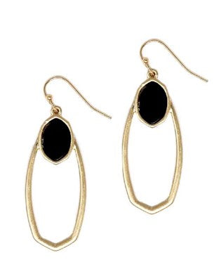 Black - Semi Precious Stone Earrings