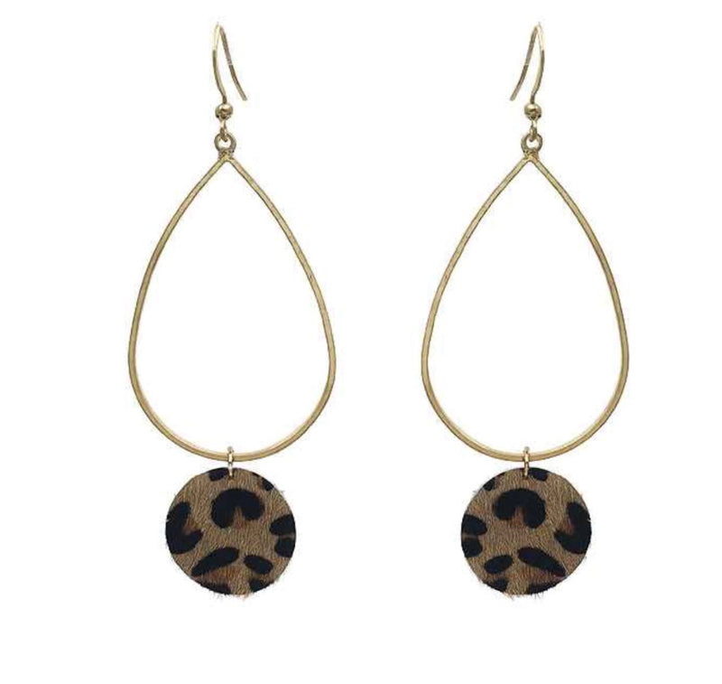 Brown Leopard Teardrop Earrings