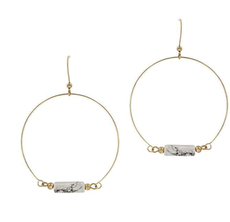 Gold Circle Earrings with Stone